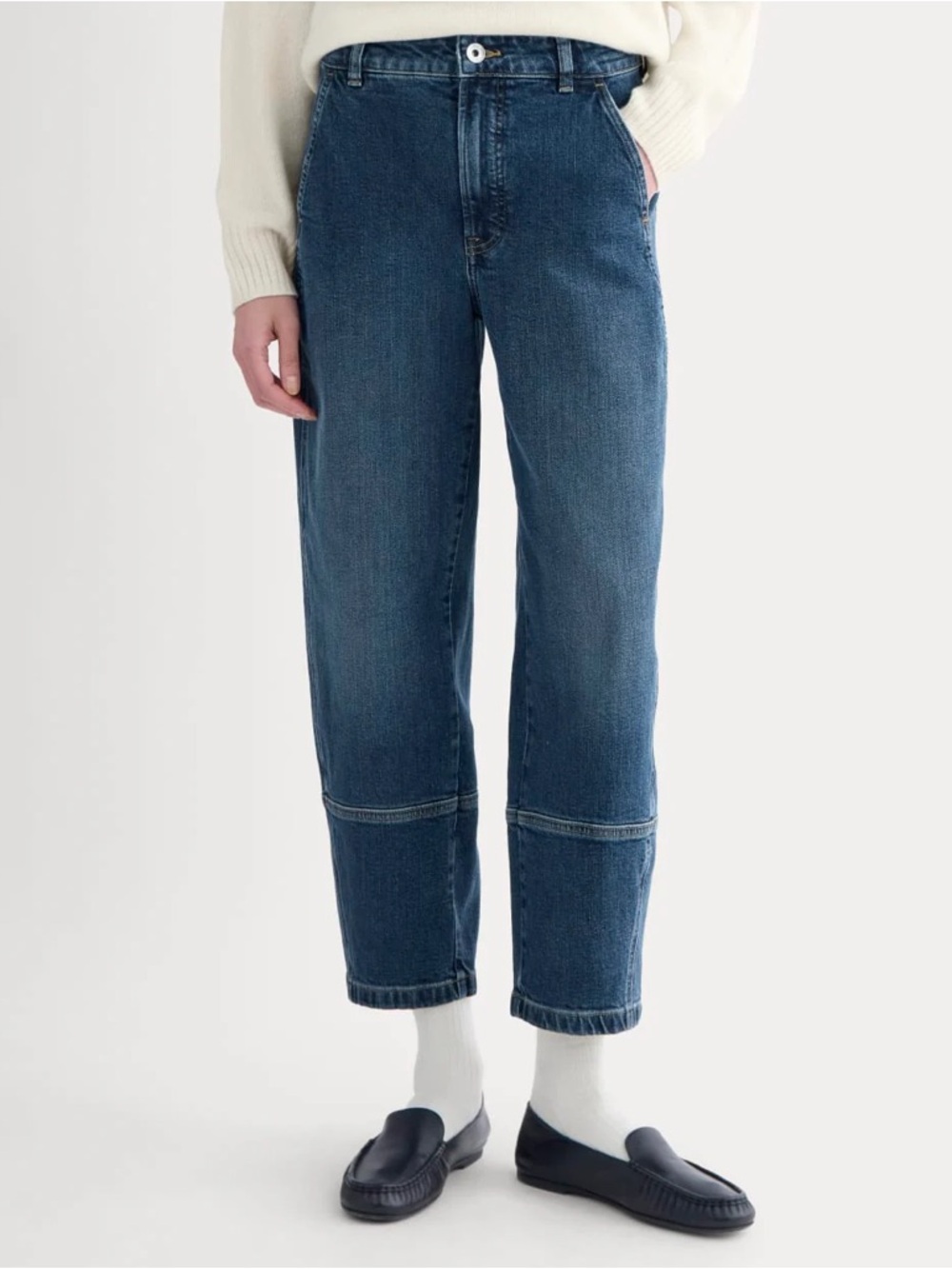 Everlane Womens Utility Barrel Jeans Pure Blue Curved Leg Dark Wash 29 new